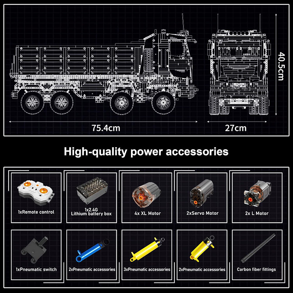 Technik LKW Kipper, 5768 Teile Technik MK19013 Technik Pneumatik LKW Kipper, 8 M0T0R, Technik Auto Bausatz MOC LKW KIemmbausteine Kompatibel mit Iego Technik LKW