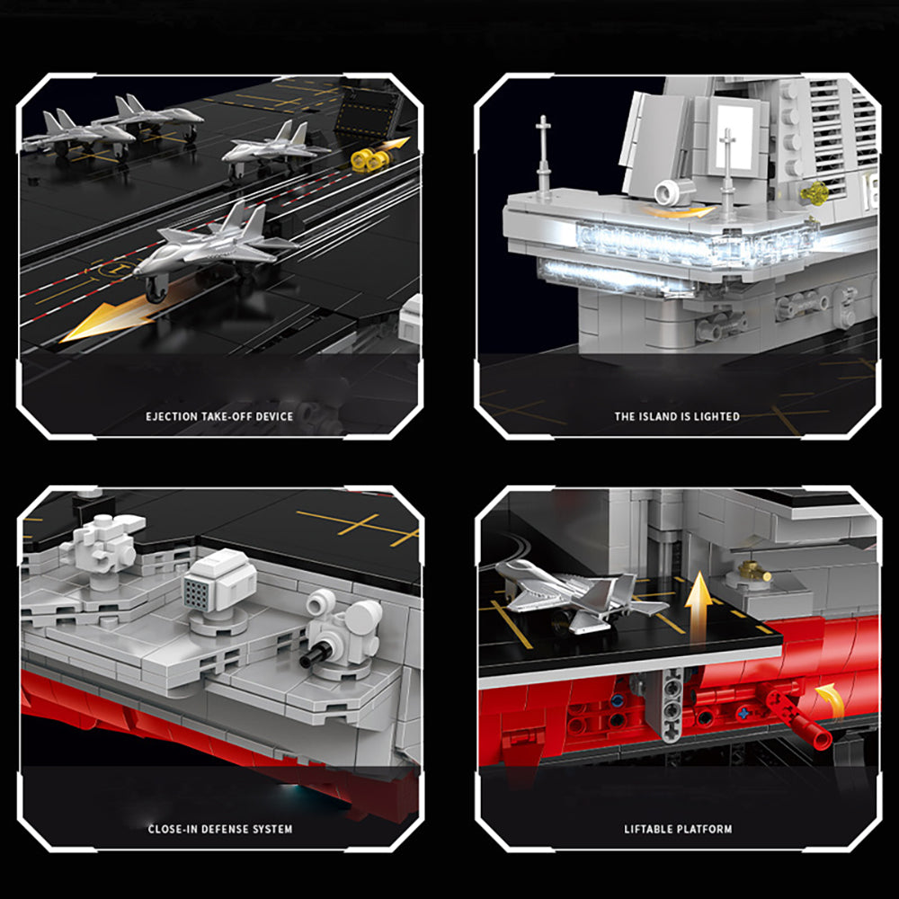 Technik Flugzeugträger groß 130cm, 7018 Teile Militär Flugzeugträger Groß MOC Flugzeugtrager Kompatibel mit Lego Technik Flugzeugträger