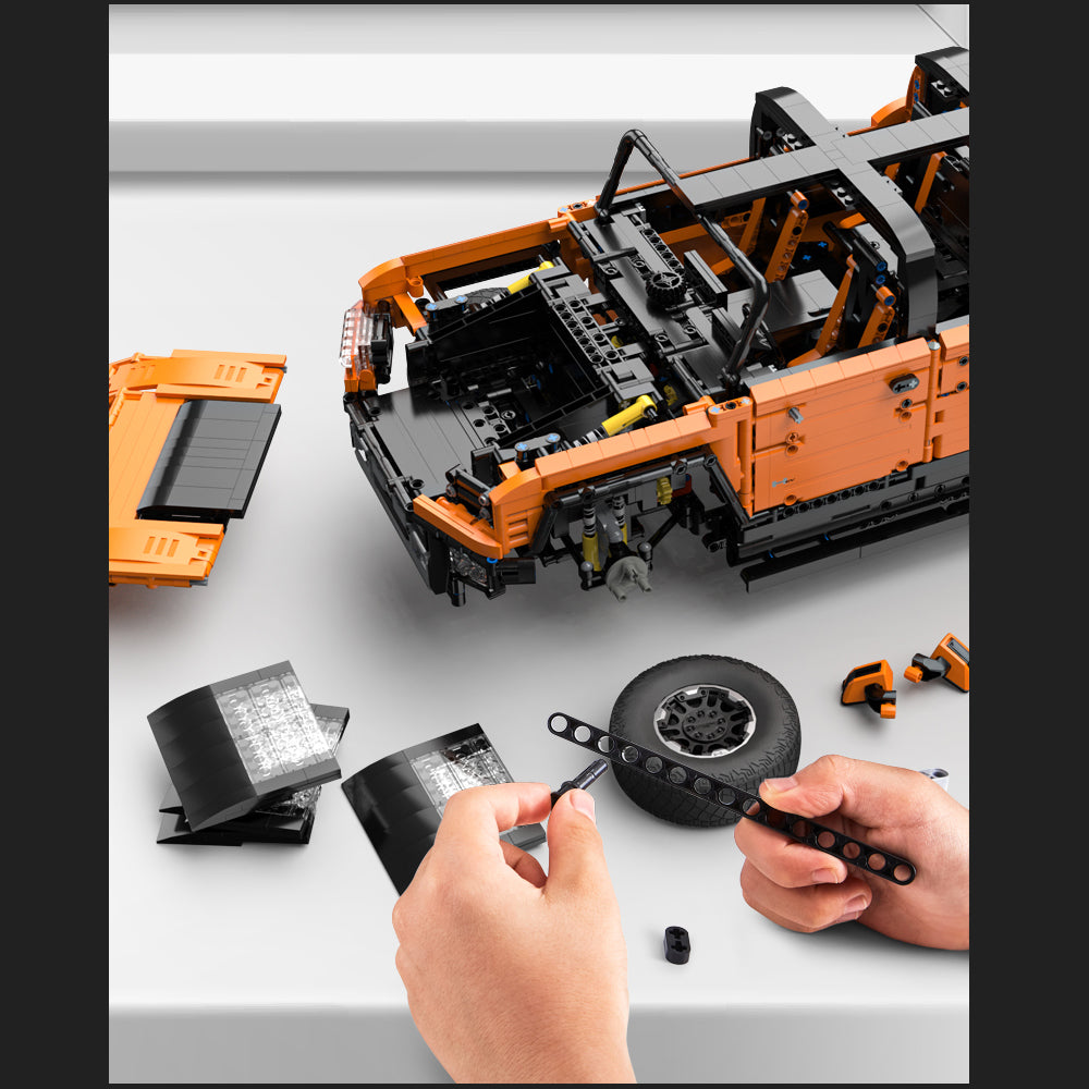 Technik Auto für GMC HUMMER EV Pickup, 1:10 Groß Auto mit 5 Motoren Set, Technik Auto ModeII Bausatz, 2500+ TeiIe MOC Pick-Up ModeII