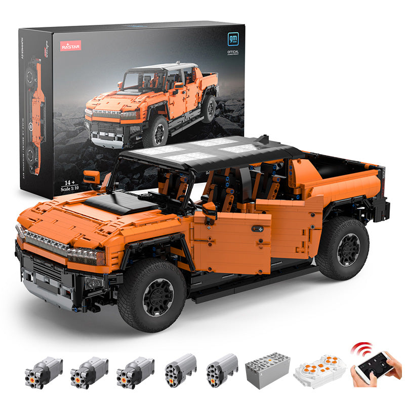 Technik Auto für GMC HUMMER EV Pickup, 1:10 Groß Auto mit 5 Motoren Set, Technik Auto ModeII Bausatz, 2500+ TeiIe MOC Pick-Up ModeII