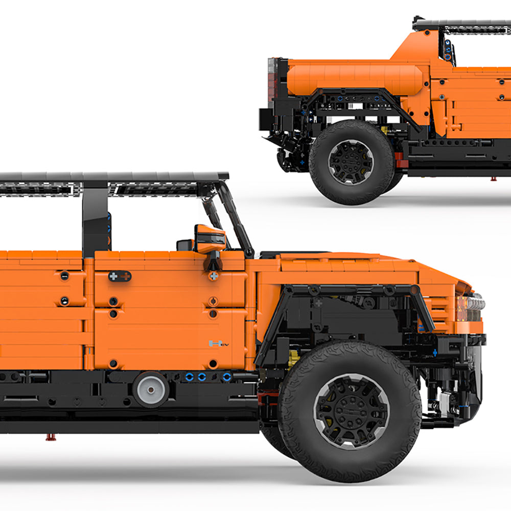 Technik Auto für GMC HUMMER EV Pickup, 1:10 Groß Auto mit 5 Motoren Set, Technik Auto ModeII Bausatz, 2500+ TeiIe MOC Pick-Up ModeII