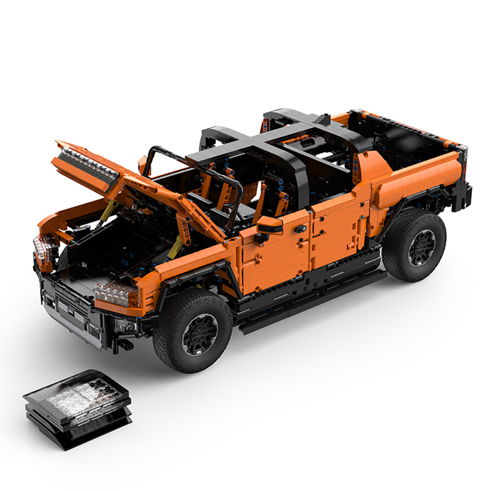 Technik Auto für GMC HUMMER EV Pickup, 1:10 Groß Auto mit 5 Motoren Set, Technik Auto ModeII Bausatz, 2500+ TeiIe MOC Pick-Up ModeII