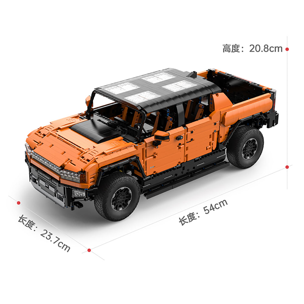 Technik Auto für GMC HUMMER EV Pickup, 1:10 Groß Auto mit 5 Motoren Set, Technik Auto ModeII Bausatz, 2500+ TeiIe MOC Pick-Up ModeII