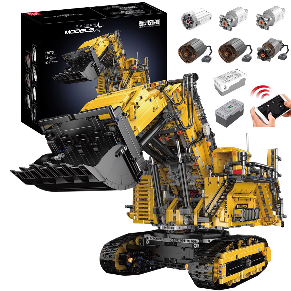 Technik Raupenbagger, MK 17070 Modell, 4767 Teile Technik Bagger mit 6 Motoren Modell Bauset Kompatibel mit Technik Bagger Technik 17070