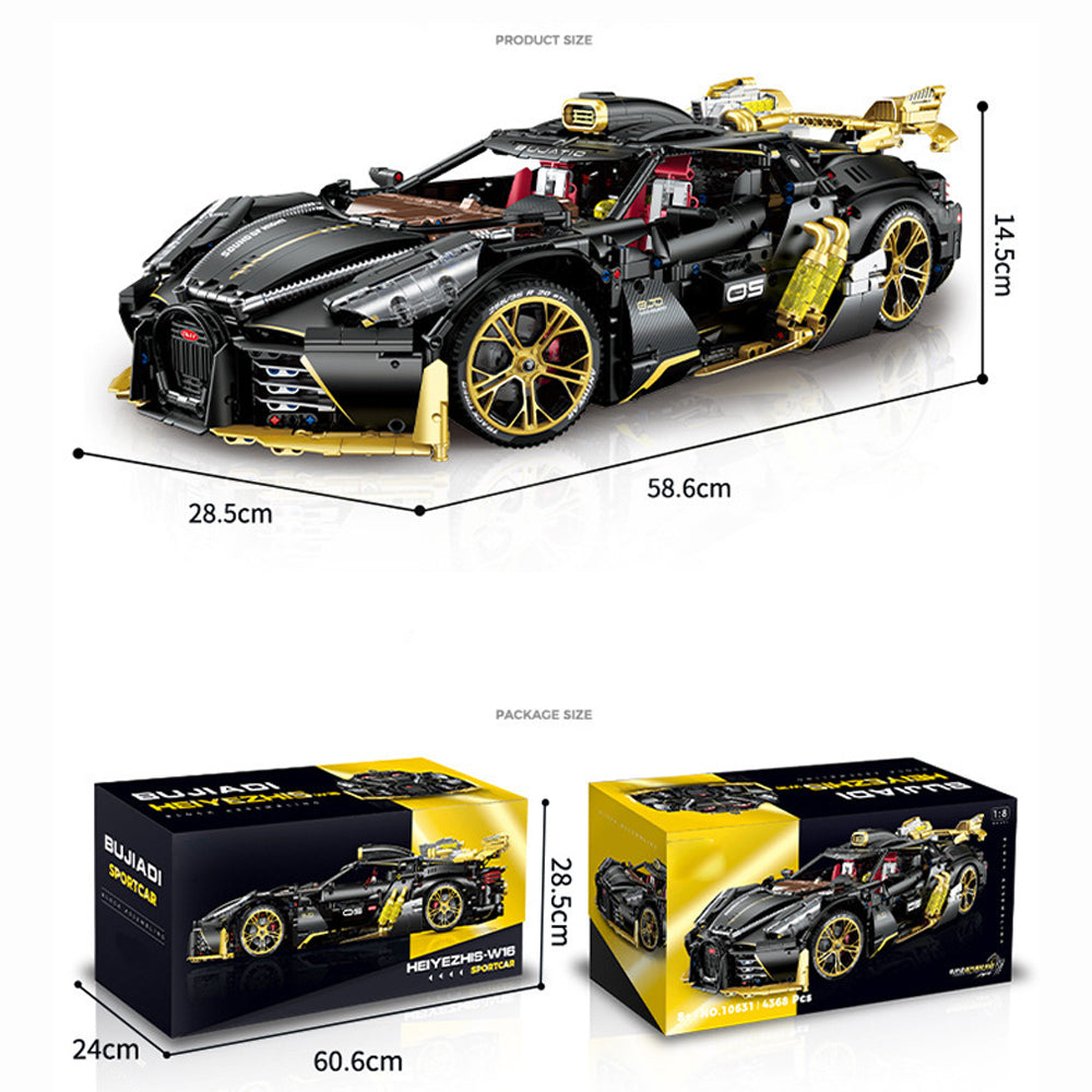 Technik Auto für Bugatti La Voiture Noire 1:8 Supercar, Technik Auto 1:8 groß Modellbau, MOC Modell Bausatz Kompatibel mit Bugatti Technik Auto