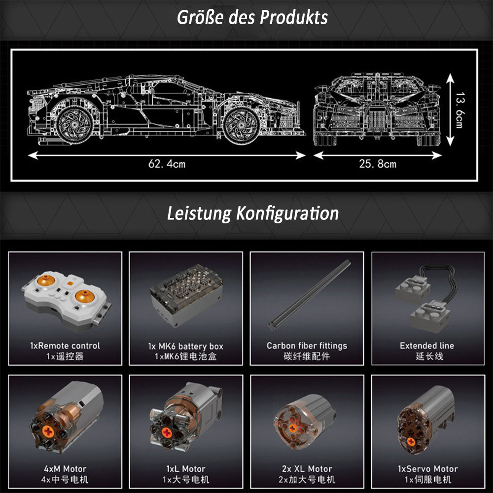Technik Auto für Bugatti La Voiture Noire Supercar, 4680+ Teile Technik Auto Ferngesteuert, Technic Supersportwagen Modell Bausatz Kompatibel mit Lego Technik Auto