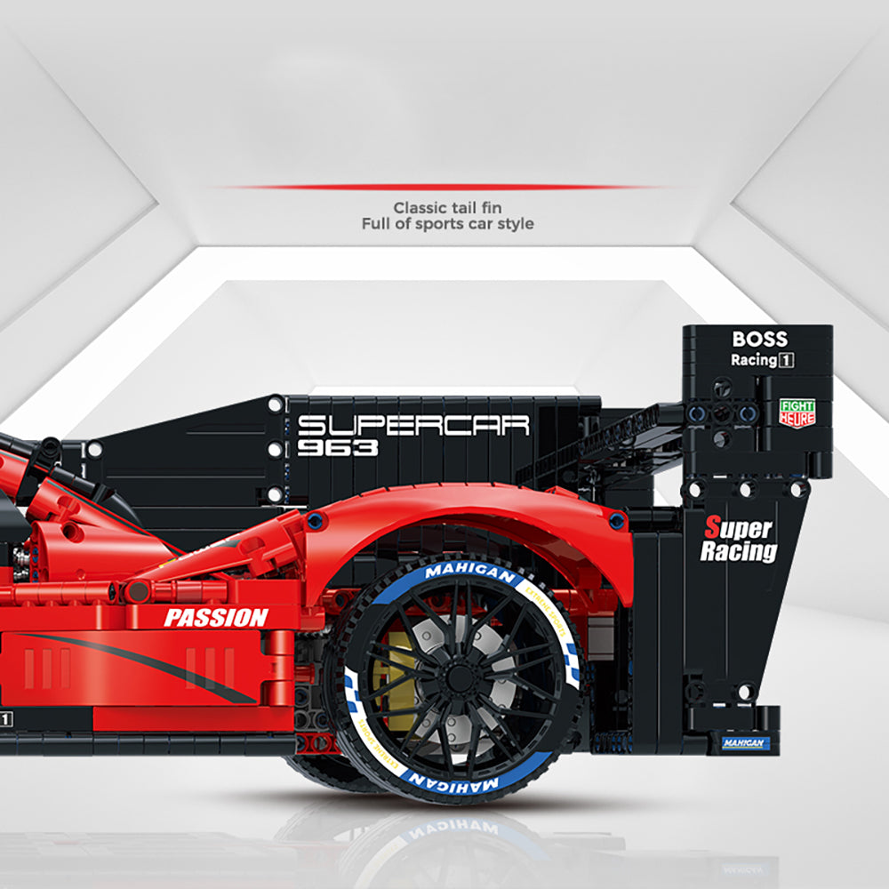Technik Auto für Porsche 963 Rennwagen, 3400+ Teile Technik Auto Ferngesteuert Auto Motorisierte Rennwagen Modellbau Custom Bausteine Kompatibel mit Lego Technik Auto