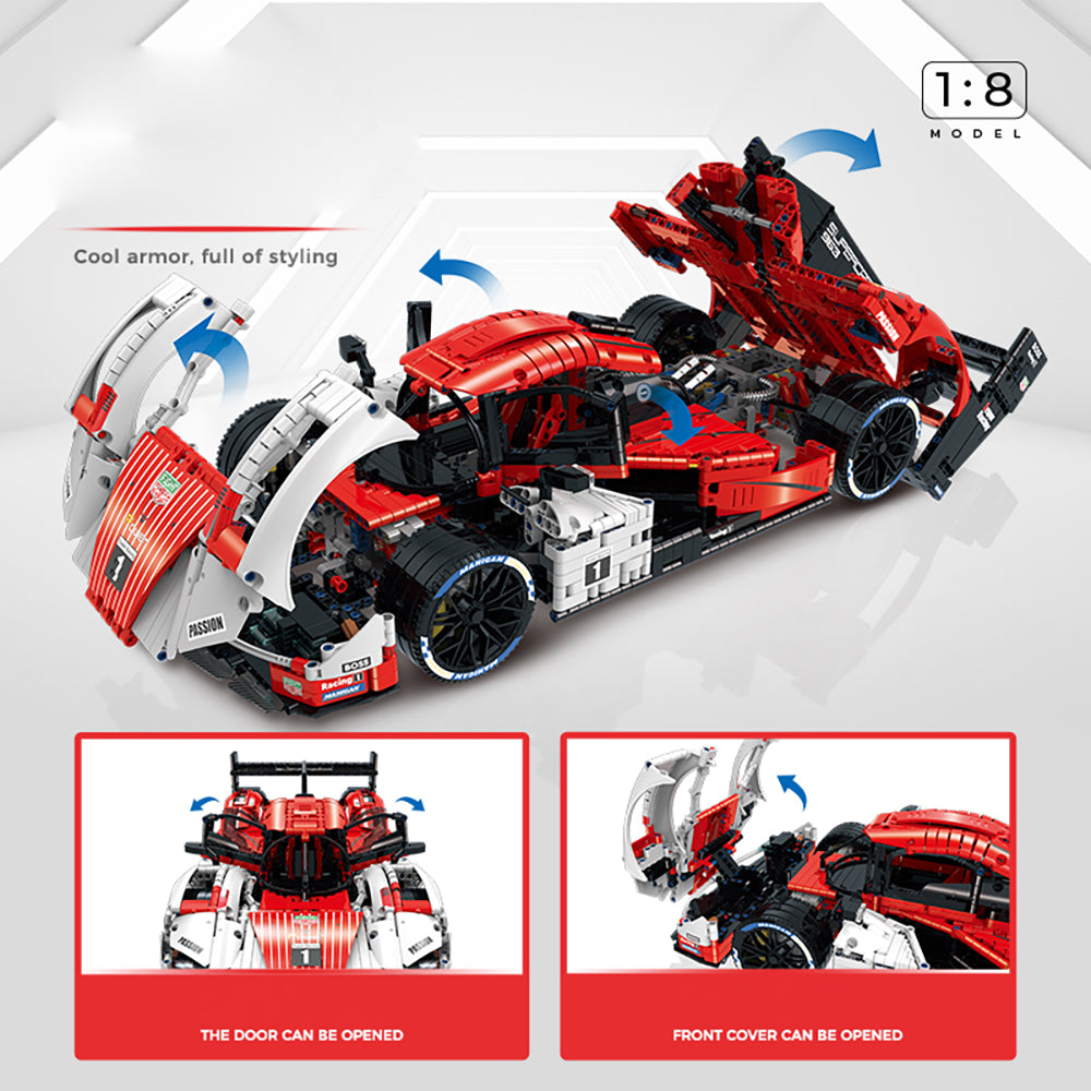 Technik Auto für Porsche 963 Rennwagen, 3400+ Teile Technik Auto Ferngesteuert Auto Motorisierte Rennwagen Modellbau Custom Bausteine Kompatibel mit Lego Technik Auto