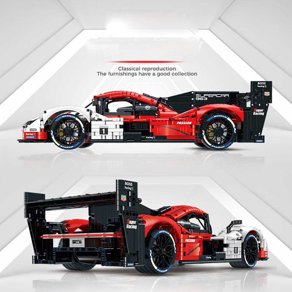 Technik Auto für Porsche 963 Rennwagen, 3400+ Teile Technik Auto Ferngesteuert Auto Motorisierte Rennwagen Modellbau Custom Bausteine Kompatibel mit Lego Technik Auto