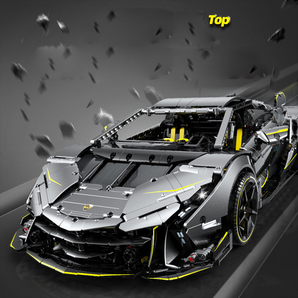 MocSpaß Technik Auto für Lamborghini One-Off, 1:8 Technik Auto mit 4 Motoren, Technik Supercar Auto mit leds Bausatz MOC Auto KIemmbausteine Kompatibel mit lego Technik Lamborghini Auto