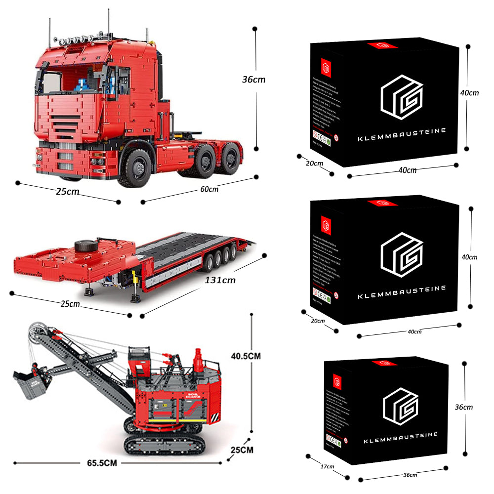 Technik LKW mit Anhänger, Bagger, 11100+ Teile Technic LKW mit Anhanger, Technik Truck mit Anhänger, Raupenbagger Modell Bausatz Kompatibel mit Lego Technik