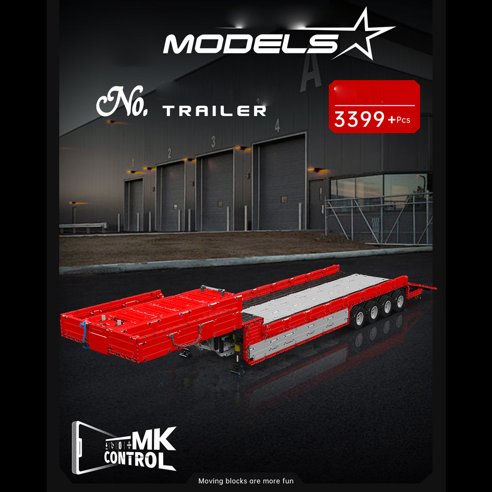 Technik LKW mit Anhänger, 8000+ Teile Technik LKW mit Tieflader, Technik Truck mit Anhänger Bauset Kompatibel mit Technik Auto, mk-19015, mk-19015T