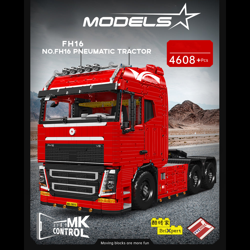 Technik LKW mit Anhänger, 8000+ Teile Technik LKW mit Tieflader, Technik Truck mit Anhänger Bauset Kompatibel mit Technik Auto, mk-19015, mk-19015T