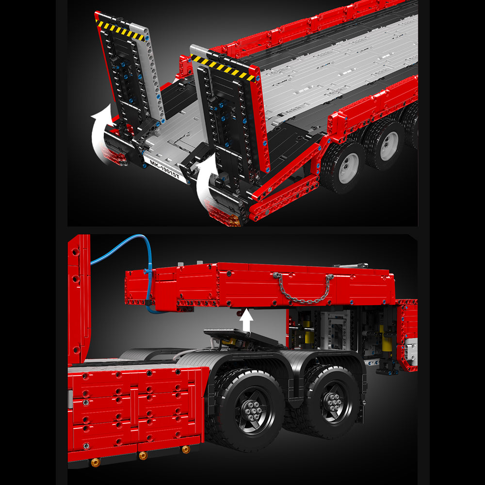 Technik LKW mit Anhänger, 8000+ Teile Technik LKW mit Tieflader, Technik Truck mit Anhänger Bauset Kompatibel mit Technik Auto, mk-19015, mk-19015T