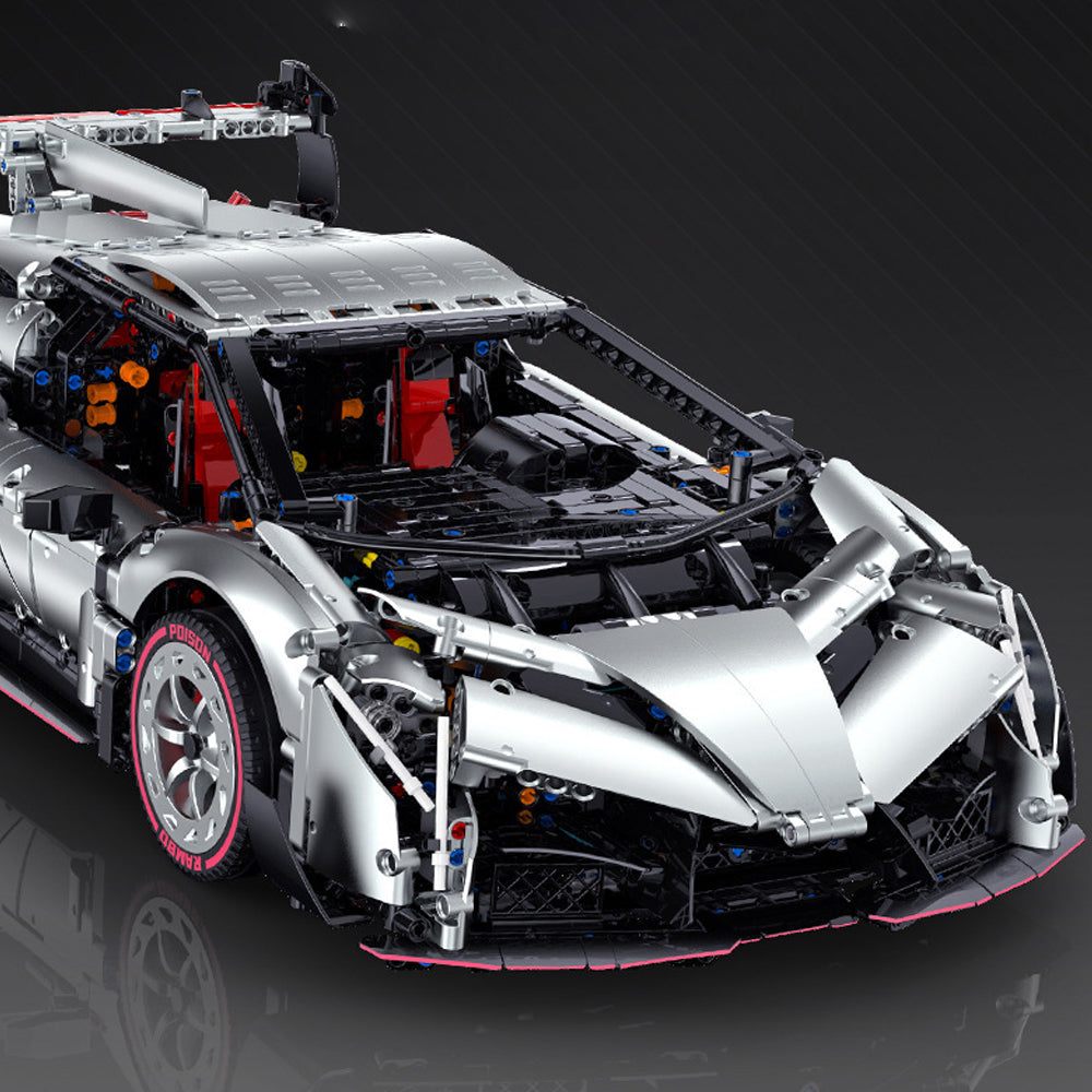 Technik Auto für Lambo Poison, 4000+ Teile Technik Lambo Auto MOC Bausatz, Mit 5 Motor, Technik Supersportwagen 1:8 Klemmbausteine Set für Kinder Erwachsene