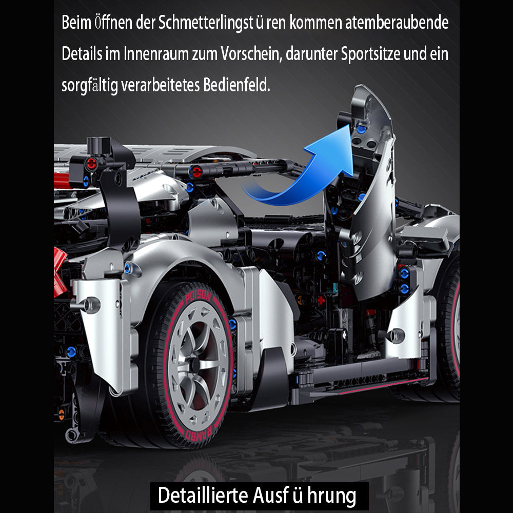Technik Auto für Lambo Poison, 4000+ Teile Technik Lambo Auto MOC Bausatz, Mit 5 Motor, Technik Supersportwagen 1:8 Klemmbausteine Set für Kinder Erwachsene