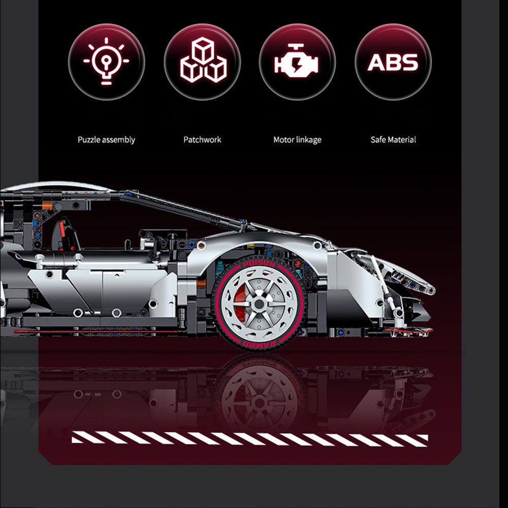 Technik Auto für Lambo Poison, 4000+ Teile Technik Lambo Auto MOC Bausatz, Mit 5 Motor, Technik Supersportwagen 1:8 Klemmbausteine Set für Kinder Erwachsene