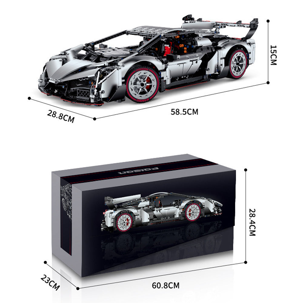 Technik Auto für Lambo Poison, 4000+ Teile Technik Lambo Auto MOC Bausatz, Mit 5 Motor, Technik Supersportwagen 1:8 Klemmbausteine Set für Kinder Erwachsene