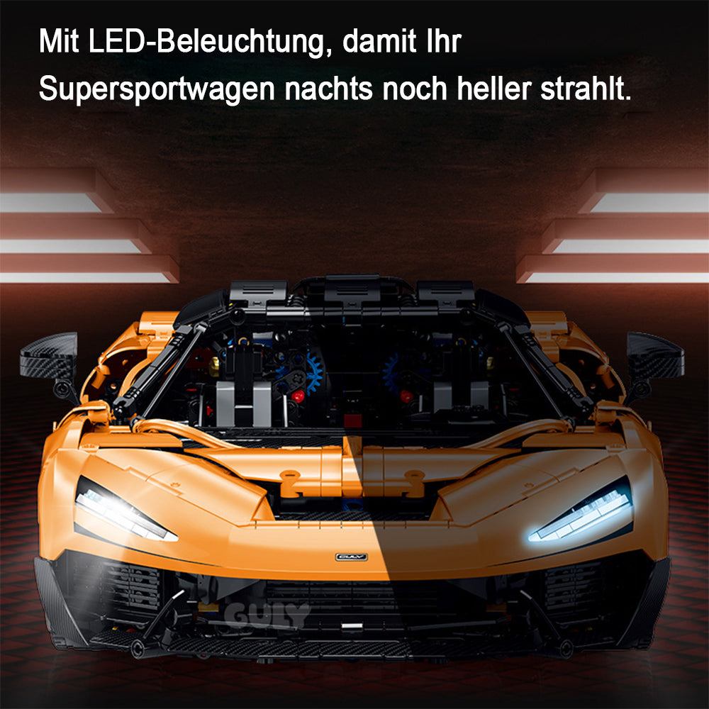 Technik Auto 1: 8 für Mclaren W1 Orange, Technik Auto mit 6 Motoren Technik Auto Bausatz MOC Auto KIemmbausteine für Mclaren Technik Auto, Originalverpackung