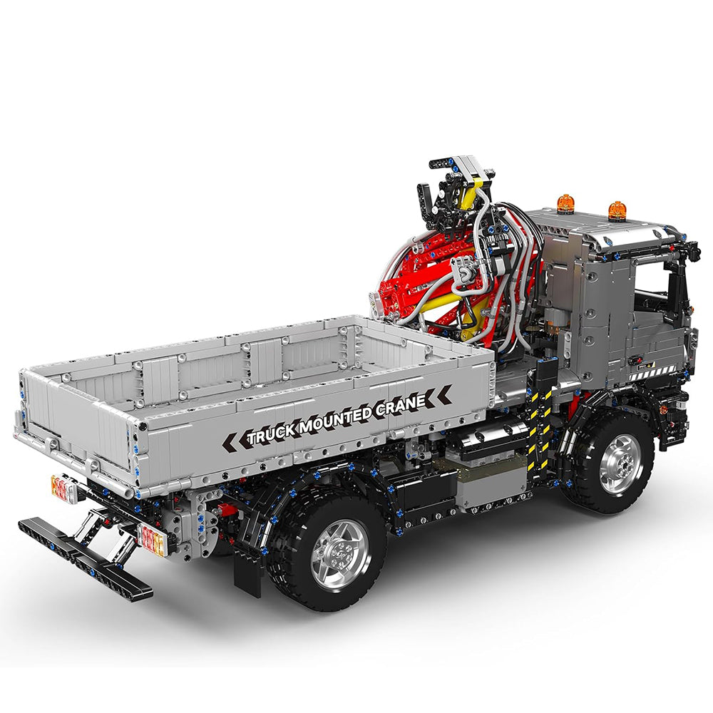 Mould King 19016 MOC Technik Ferngesteuert Truck Mit Pneumatik Kran, APP Kipper Klemmbausteine
