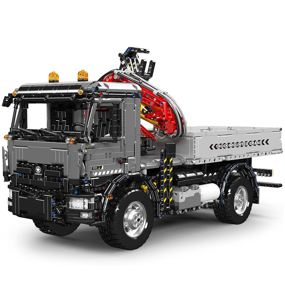 Mould King 19016 MOC Technik Ferngesteuert Truck Mit Pneumatik Kran, APP Kipper Klemmbausteine