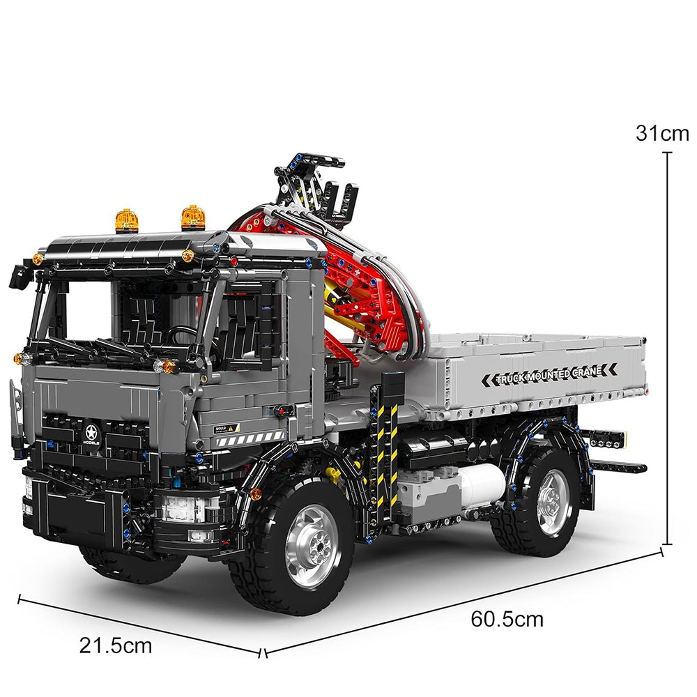 Mould King 19016 MOC Technik Ferngesteuert Truck Mit Pneumatik Kran, APP Kipper Klemmbausteine