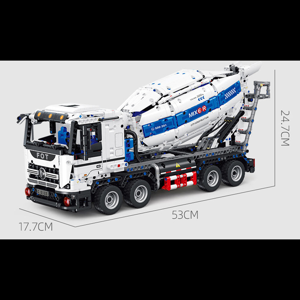 Technik Betonmischer LKW, 2430+ Teile Technik LKW Mischwagen, Technik Truck mit Mischwagen Bauset Kompatibel mit Technik LKW