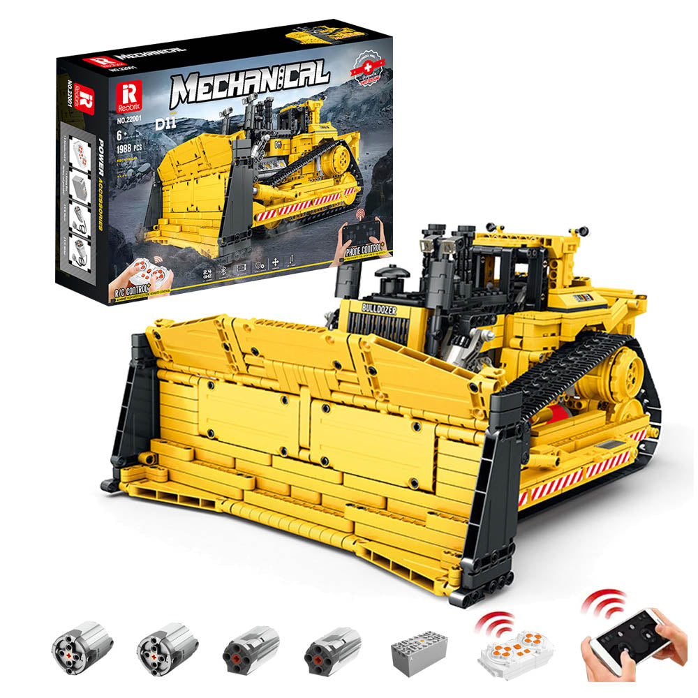 Technik Bulldozer CAT D11 Modell, 1988 Teile Technik Bulldozer Ferngesteuert Bulldozer Modellbau Custom Bausteine Kompatibel mit Lego Technik Bulldozer
