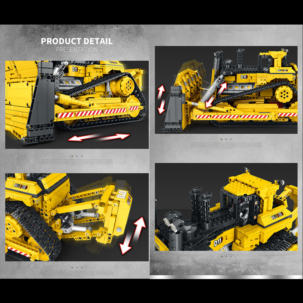 Technik Bulldozer CAT D11 Modell, 1988 Teile Technik Bulldozer Ferngesteuert Bulldozer Modellbau Custom Bausteine Kompatibel mit Lego Technik Bulldozer