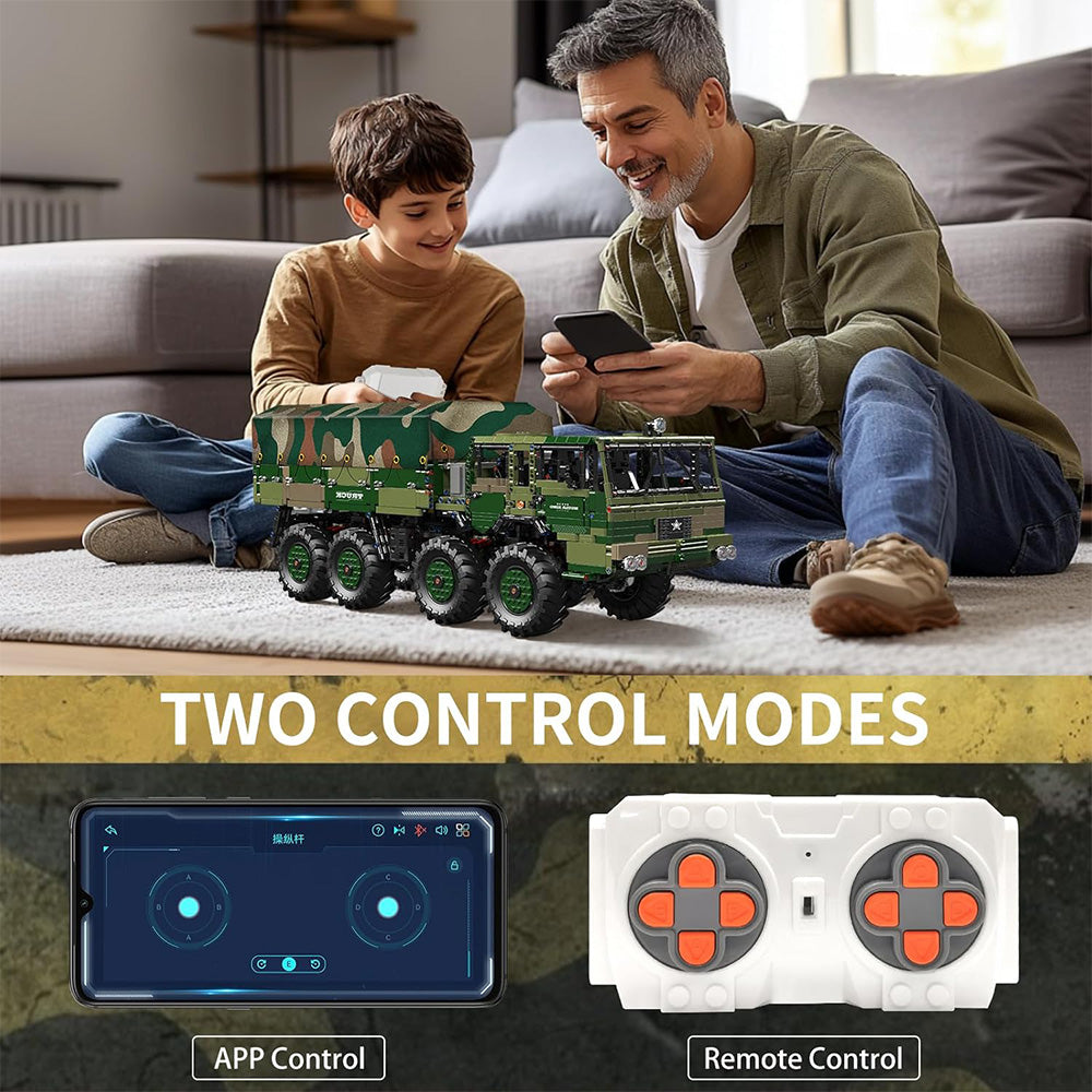 Mould King 20039 Militär LKW MOC Technik Groß T813 Schwerer militärischer Geländelastwagen ferngesteuert Transportfahrzeug 8×8 Geländewagen Klemmbausteine Bausatz Technologie APP Bausatz Modell 4733+Teile