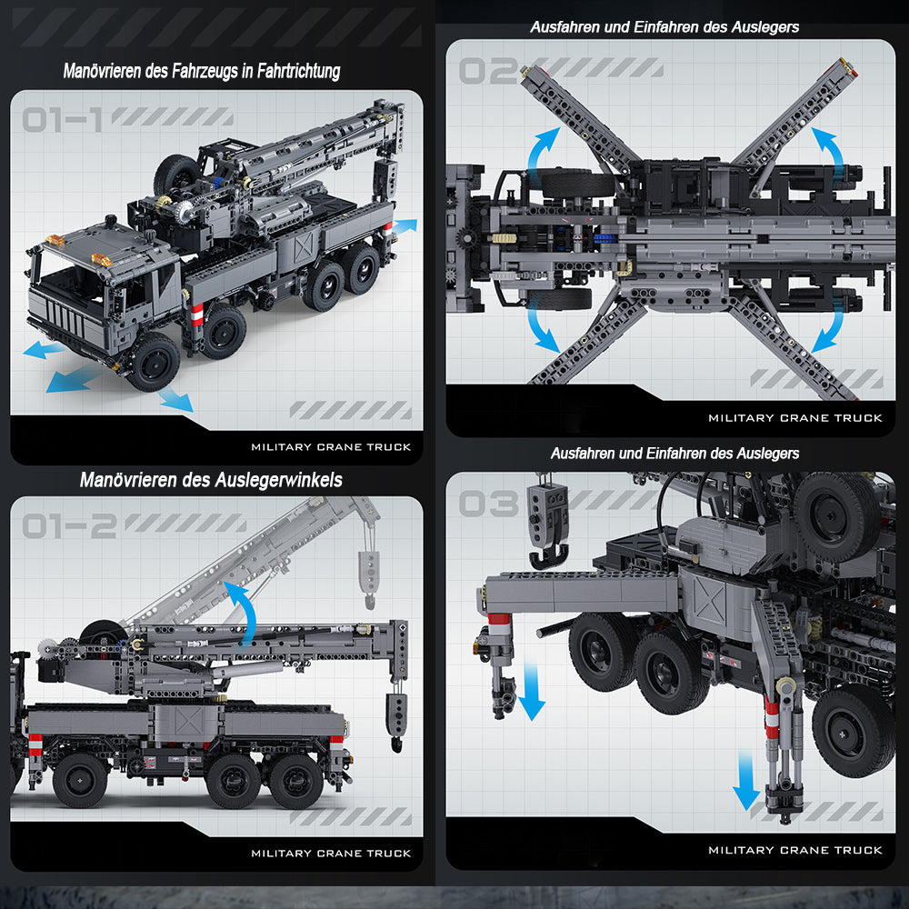 Technik Kran Militärkranwagen, 2680+ Teile Technik Kran LKW, Technik LKW 1:8 Modell Bausatz Kompatibel mit Technik Kranwagen