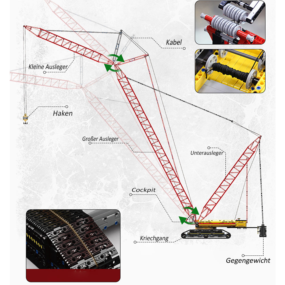 Technik Kran Liebherr 188cm Riesiger Kran Modelle, Technik Kran Ferngesteuert LR13000, Mit 6 Motoren und APP-Controller, MOC Bauset Kompatibel mit Lego Technik Kran Groß