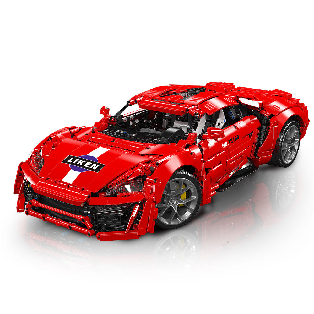 Technic Auto für Lykan Rot Supercar, 1:8 Groß Auto mit 7 Motoren, Technik Auto Modell Bausatz, 4070 Teile MOC Klemmbausteine Auto, Kompatibel mit Lykan Limitierter Auflage Technic Auto