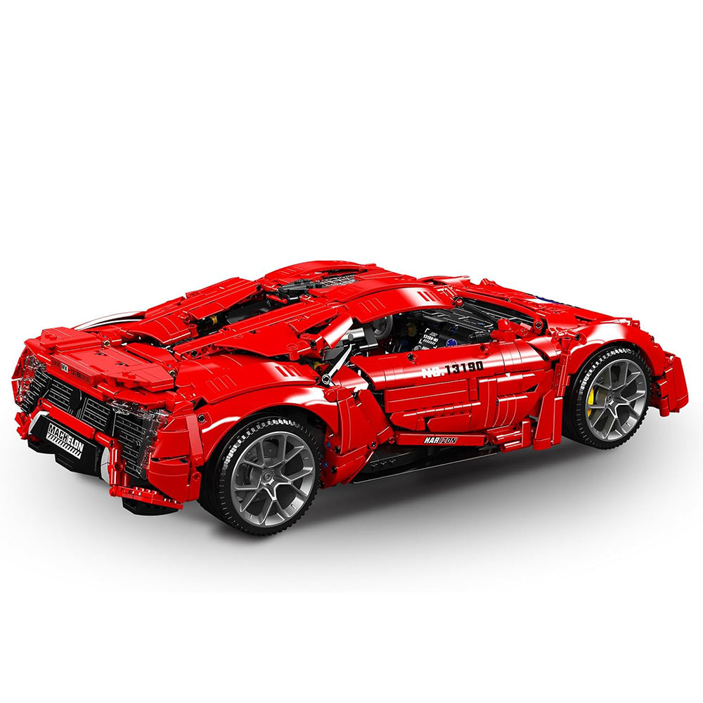 Technic Auto für Lykan Rot Supercar, 1:8 Groß Auto mit 7 Motoren, Technik Auto Modell Bausatz, 4070 Teile MOC Klemmbausteine Auto, Kompatibel mit Lykan Limitierter Auflage Technic Auto