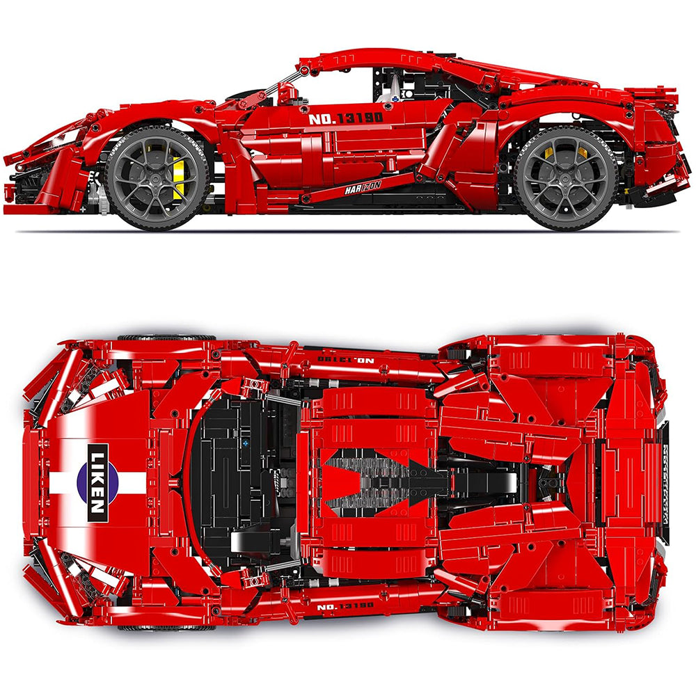 Technic Auto für Lykan Rot Supercar, 1:8 Groß Auto mit 7 Motoren, Technik Auto Modell Bausatz, 4070 Teile MOC Klemmbausteine Auto, Kompatibel mit Lykan Limitierter Auflage Technic Auto