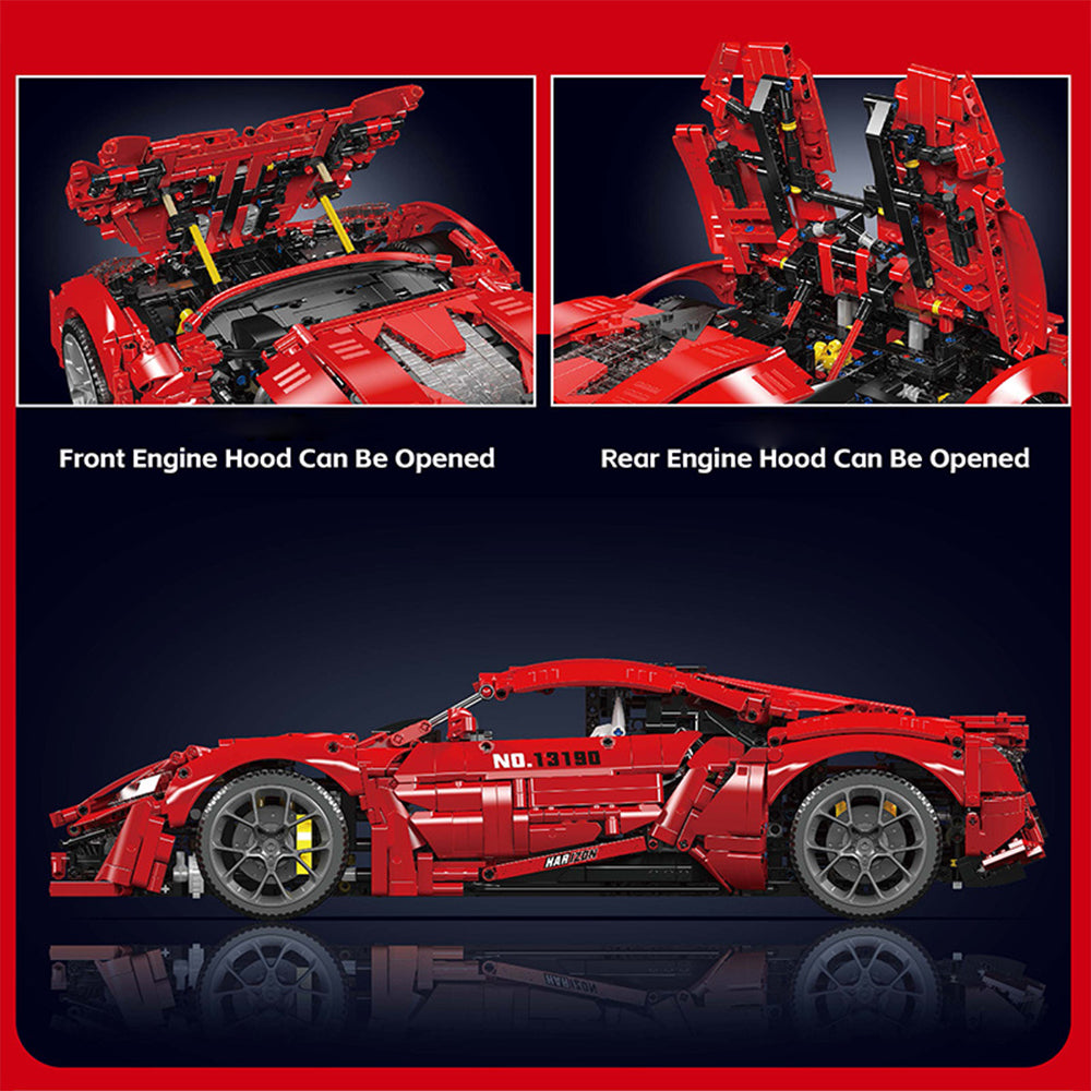 Technic Auto für Lykan Rot Supercar, 1:8 Groß Auto mit 7 Motoren, Technik Auto Modell Bausatz, 4070 Teile MOC Klemmbausteine Auto, Kompatibel mit Lykan Limitierter Auflage Technic Auto