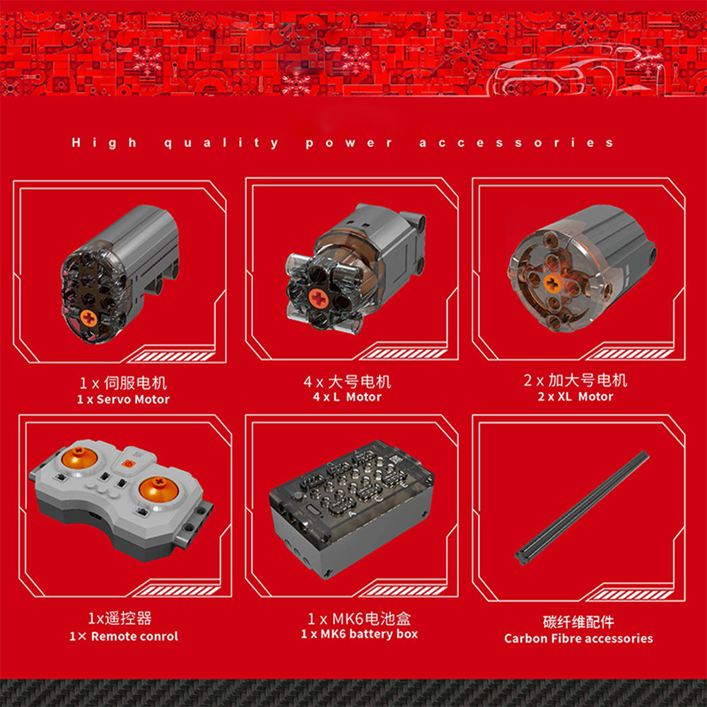 Technic Auto für Lykan Rot Supercar, 1:8 Groß Auto mit 7 Motoren, Technik Auto Modell Bausatz, 4070 Teile MOC Klemmbausteine Auto, Kompatibel mit Lykan Limitierter Auflage Technic Auto