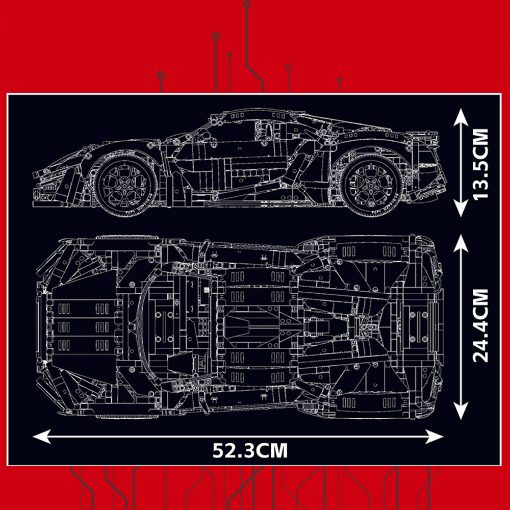 Technic Auto für Lykan Rot Supercar, 1:8 Groß Auto mit 7 Motoren, Technik Auto Modell Bausatz, 4070 Teile MOC Klemmbausteine Auto, Kompatibel mit Lykan Limitierter Auflage Technic Auto
