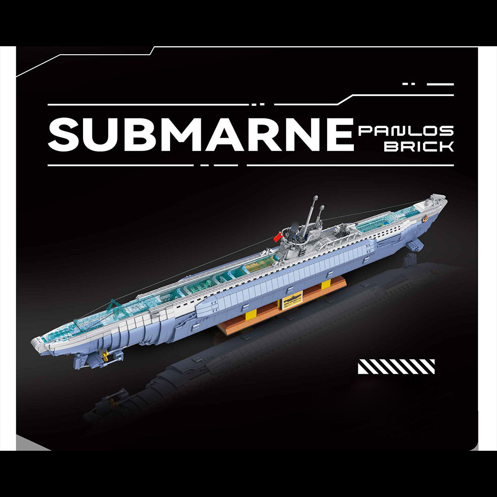 Panlos 628011 U-BOOT 120cm Modell, 6110+ Teile Technik VIIC U-Boot Riesiges Uboot militär Klemmbausteine Modell Set Kompatibel mit Lego Technik