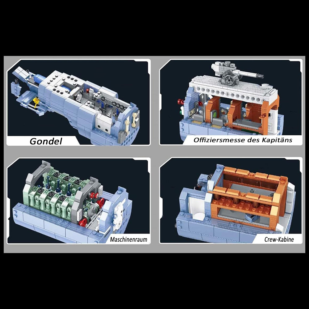 Panlos 628011 U-BOOT 120cm Modell, 6110+ Teile Technik VIIC U-Boot Riesiges Uboot militär Klemmbausteine Modell Set Kompatibel mit Lego Technik
