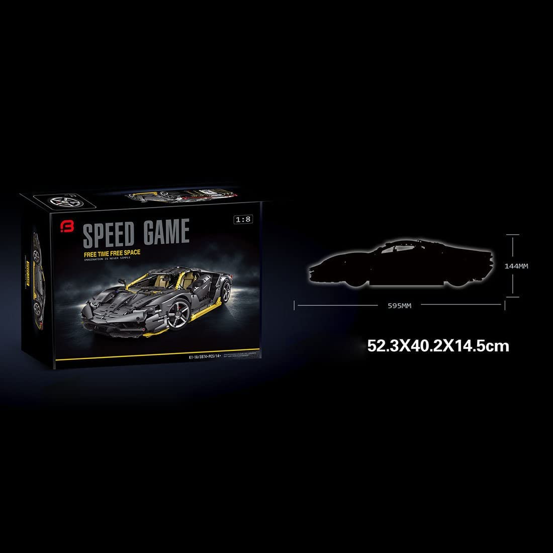 Technic Lamborghini Centenario, 3874 Klemmbausteine 1:8 Sportwagen Modell Technik Bausteine Kompatibel mit Lego Technik