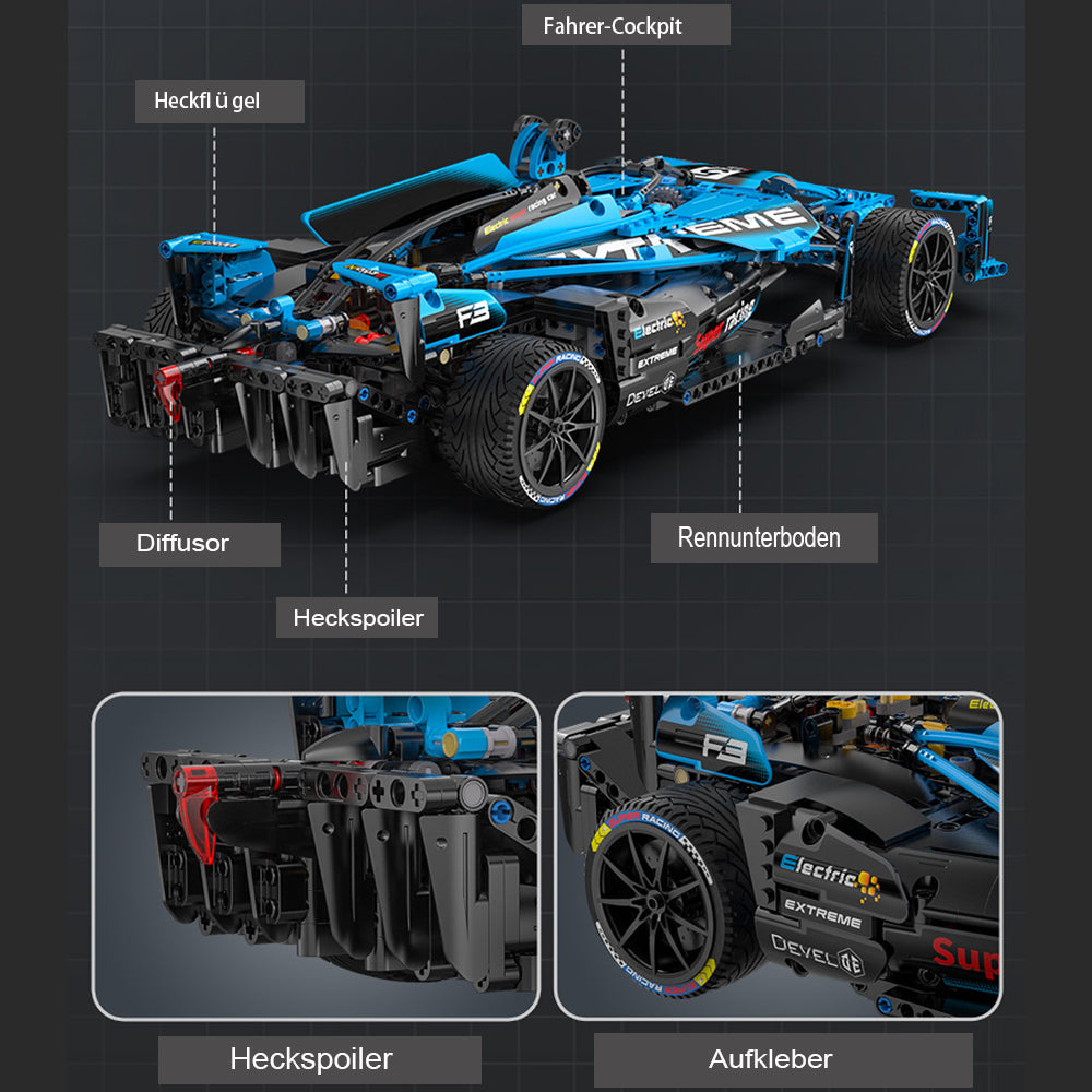 CADA C64004W Formula Racing, Technik Rennauto, Technik Auto, Maßstab 1: 8 Modell, 1667 Teile C64004 Bausatz, Mit Originalverpackung