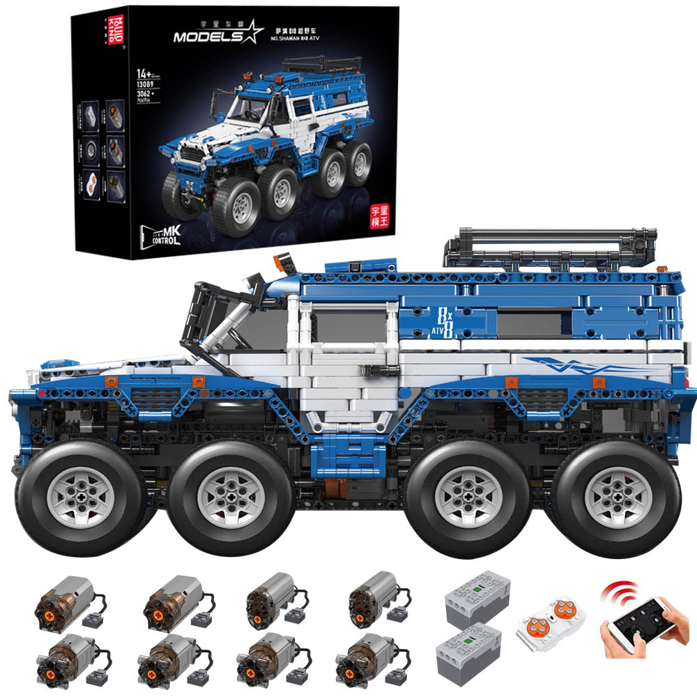 Technik 8X8 Geländewagen Ferngesteuert, Technik 13089 Offroader Modell mit 8 Motoren, 3062 Teile Technik Off Road Klemmbausteine Bausatz fur LEGO Technik