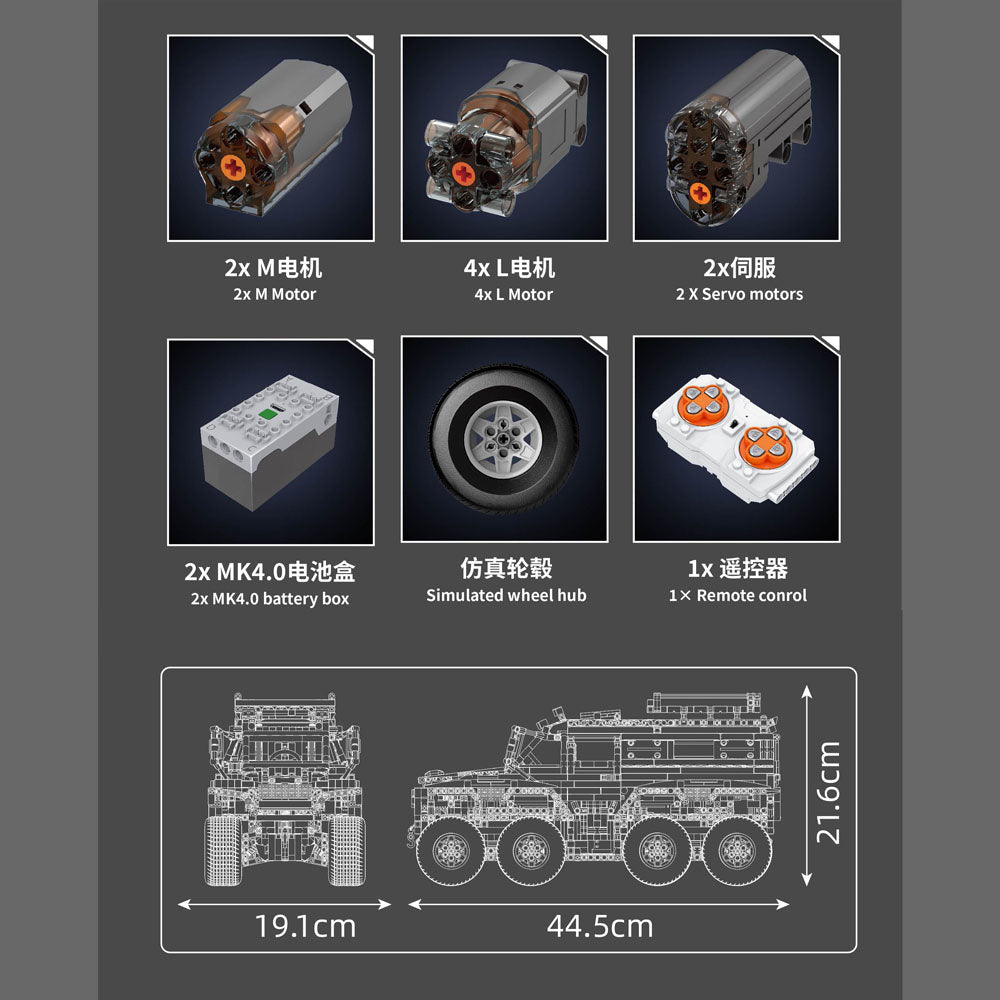 Technik 8X8 Geländewagen Ferngesteuert, Technik 13089 Offroader Modell mit 8 Motoren, 3062 Teile Technik Off Road Klemmbausteine Bausatz fur LEGO Technik