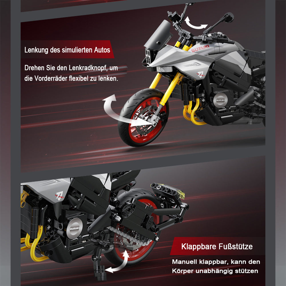 Technik Motorrad Bausatz für SUZUKI TAKANA 2022, 1:6 Groß Technik Motorrad ModeIIbausatz, 1104 Klemmbausteine Technik Motorrad Bausteinsatz für Kinder Erwachsene