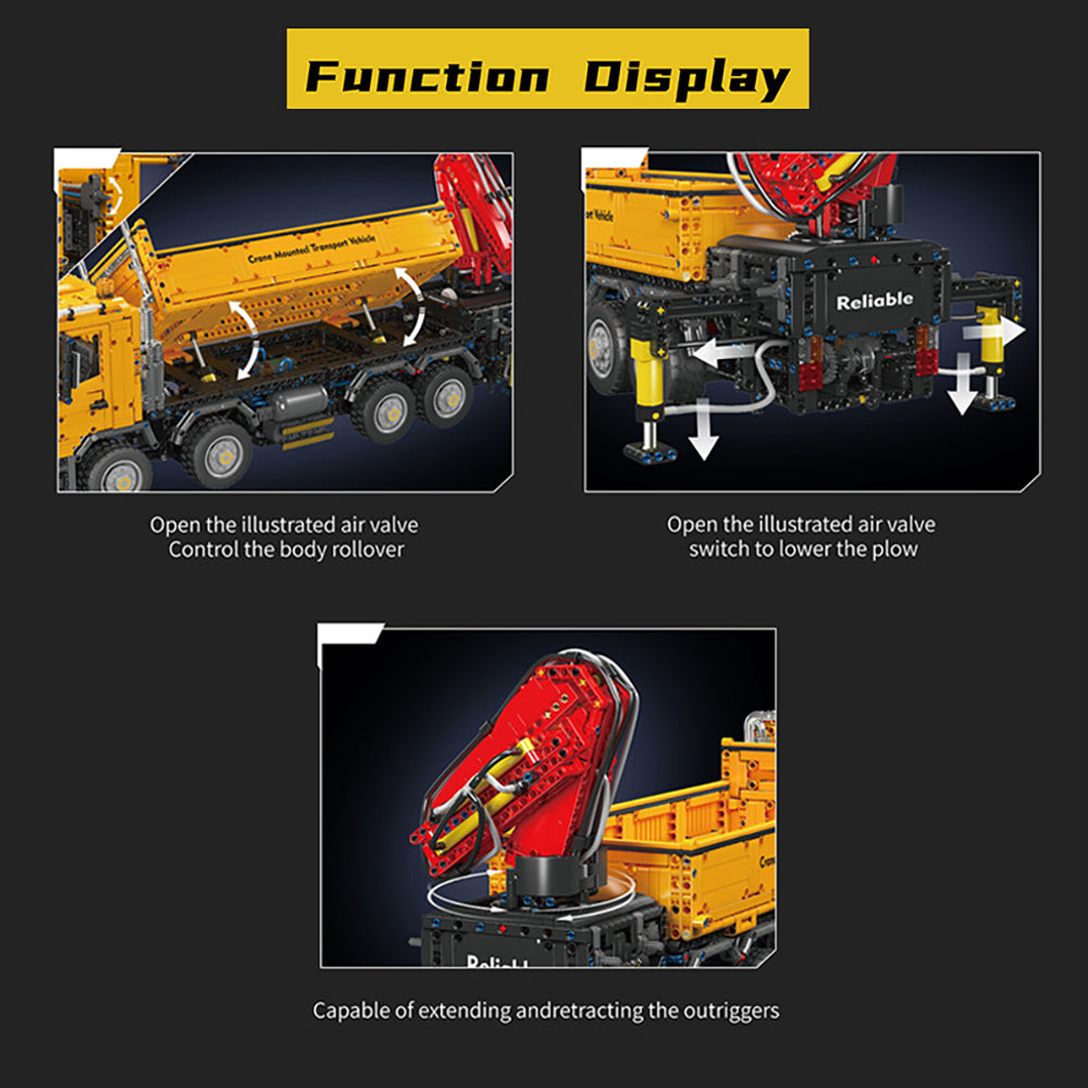 Technik LKW Technik Kipper 17050, Technik Kran LKW Mit 7 M0TOR Set, Technik Kranwagen Modellbau Klemmbausteine Kompatibel mit Lego Technic Auto