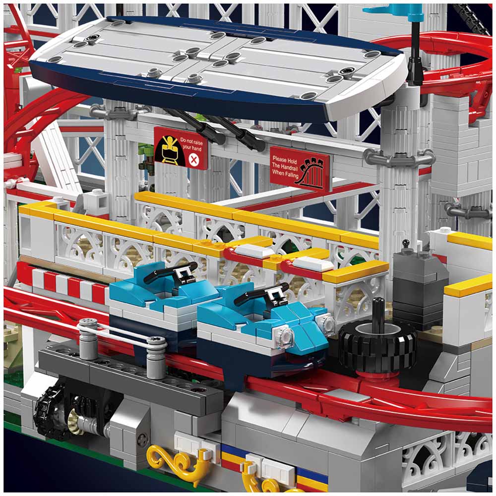 Technik Achterbahn 100cm, 3640+ TeiIe Technik Rollercoaster Mit M0T0R ModeII KIemmbausteine, Technik Achterbahn Bausatz für Weihnachten 2024