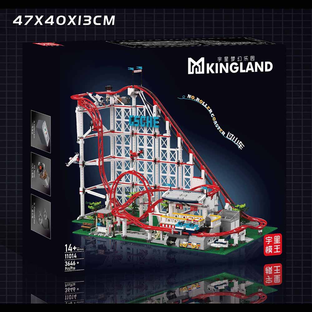 Technik Achterbahn 100cm, 3640+ TeiIe Technik Rollercoaster Mit M0T0R ModeII KIemmbausteine, Technik Achterbahn Bausatz für Weihnachten 2024
