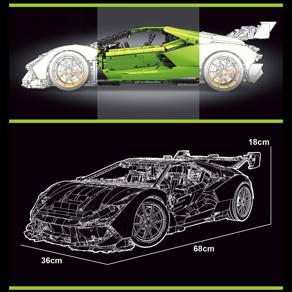 Technik Auto 1:6 für Lamborghini Supercar, TGL-T5046, Technik Auto Ferngesteuert, Technik Sportwagen Kit Bausatz Kompatibel mit Technik Supercar