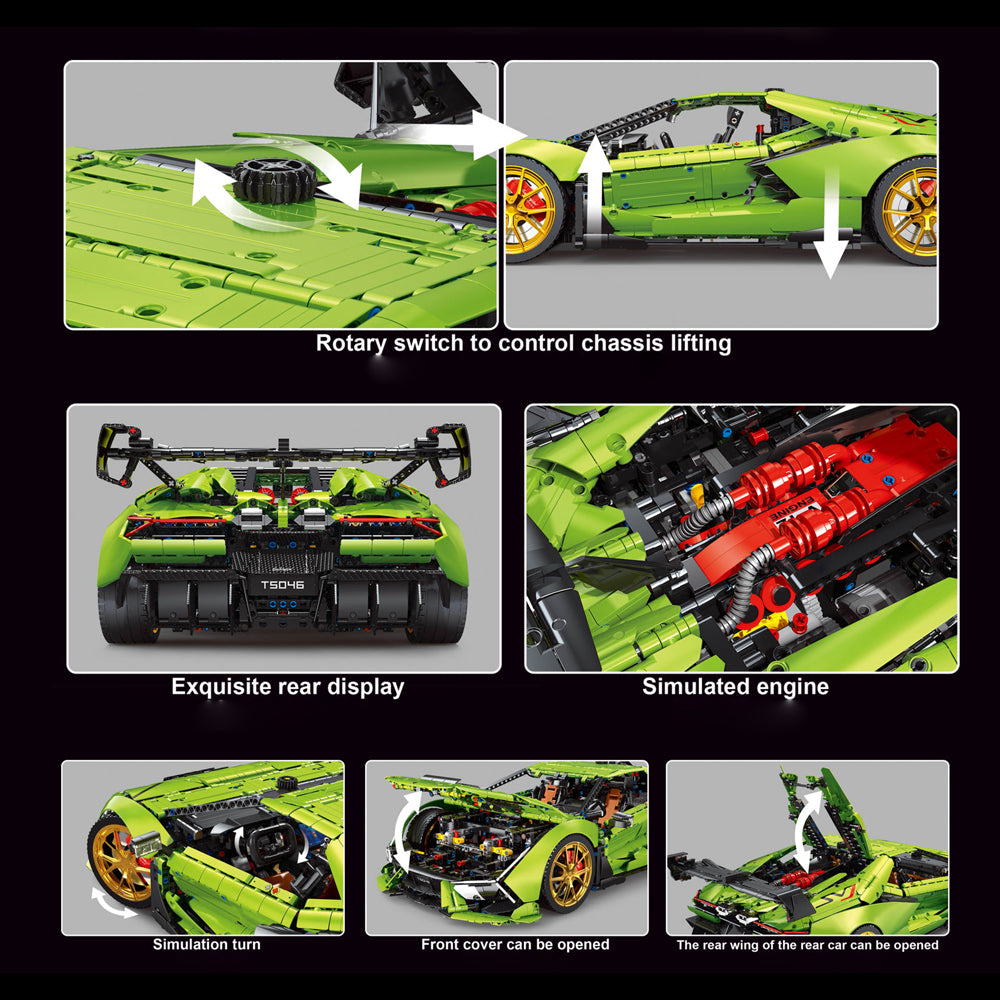 Technik Auto 1:6 für Lamborghini Supercar, TGL-T5046, Technik Auto Ferngesteuert, Technik Sportwagen Kit Bausatz Kompatibel mit Technik Supercar